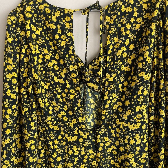 Topshop / Black and Yellow Long Sleeve Midi Dress - Picture 10 of 11